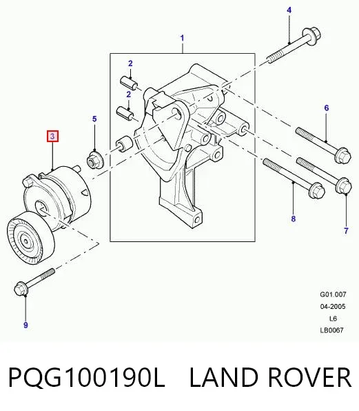 Tensor de correa poli V PQG100190L Land Rover