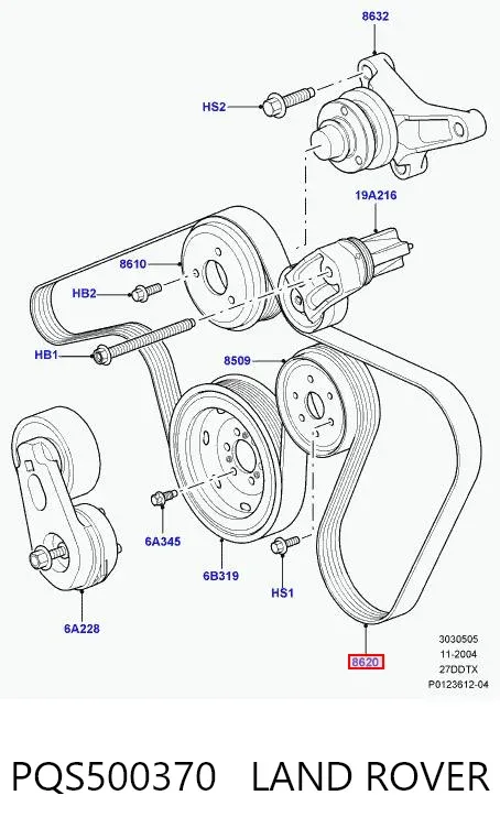 Correa de alternador PQS500370 Land Rover