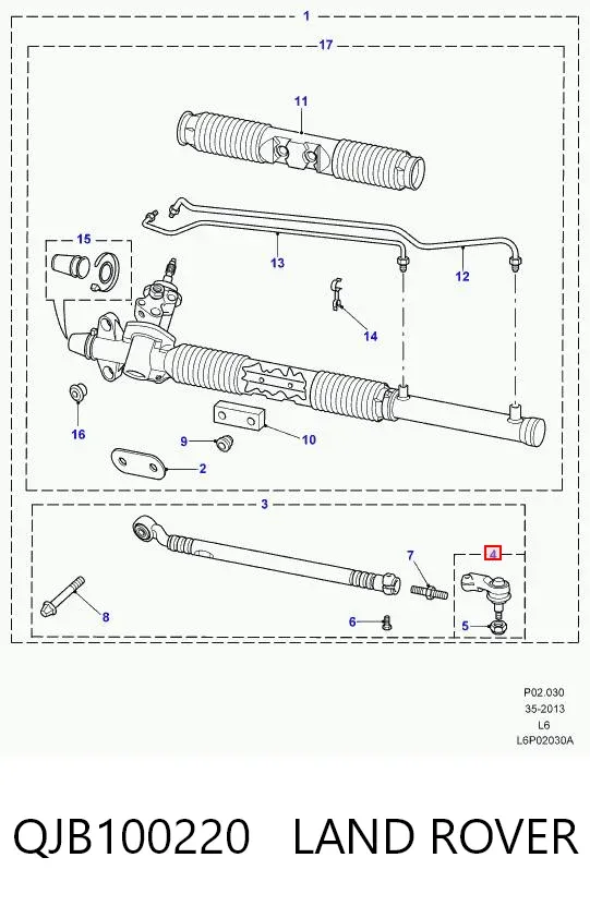 Rótula barra de dirección QJB100220 Land Rover