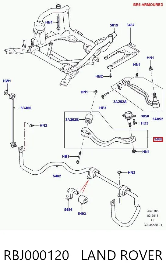 Brazo superior derecho de la suspensión delantera RBJ000120 Land Rover