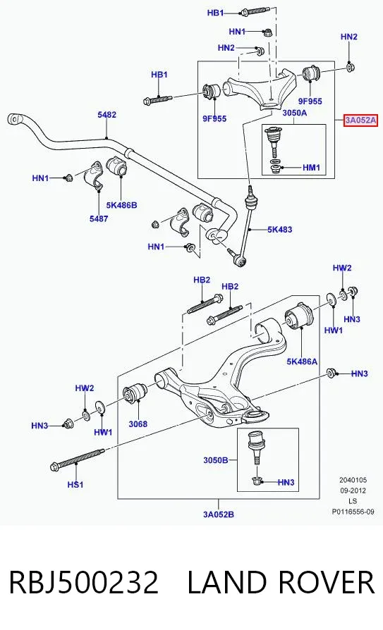 Brazo superior izquierdo de la suspensión delantera RBJ500232 Land Rover