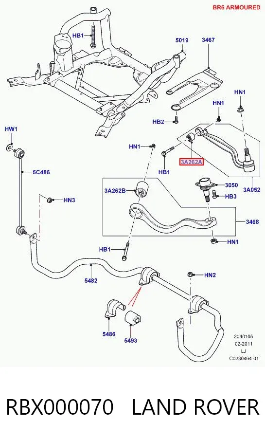 Silentblock del brazo de suspensión RBX000070 Land Rover