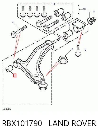 Silentblock del brazo de suspensión RBX101790 Land Rover