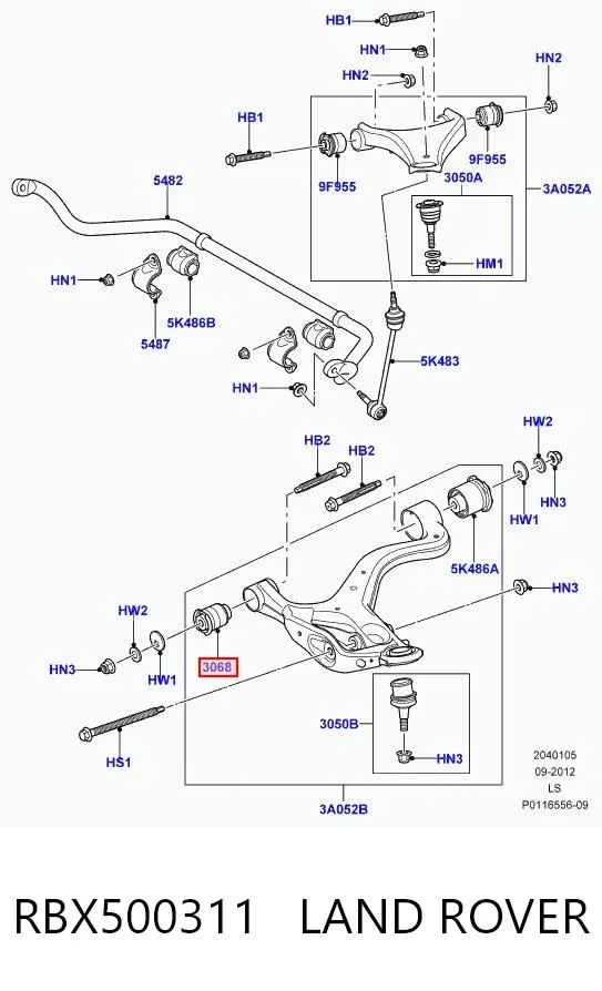 Silentblock del brazo de suspensión RBX500311 Land Rover