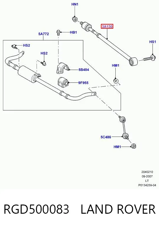 Barra transversal de la suspensión trasera RGD500083 Land Rover