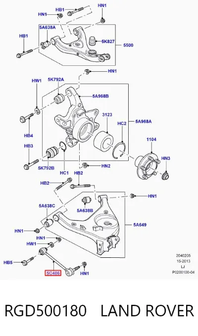 Barra transversal de la suspensión trasera LAND ROVER RGD500180