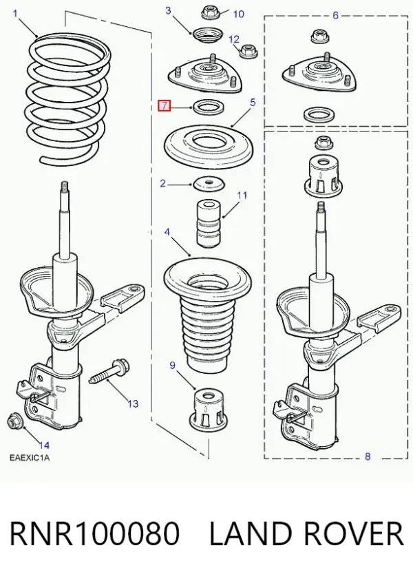 Rodamiento de soporte del amortiguador delantero RNR100080 Land Rover