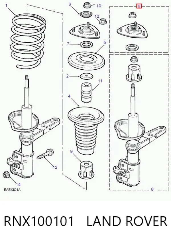 Soporte del amortiguador delantero RNX100101 Land Rover