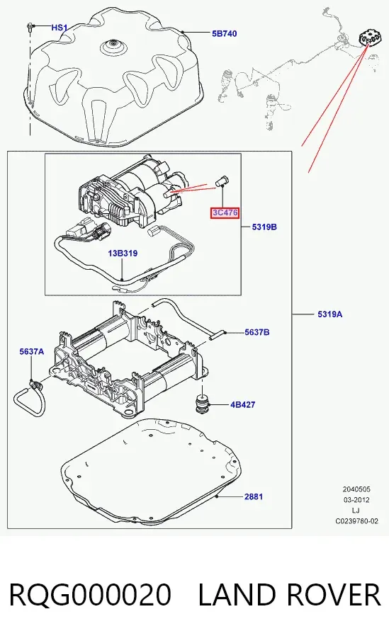Compresor de suspensión neumática RQG000020 Land Rover