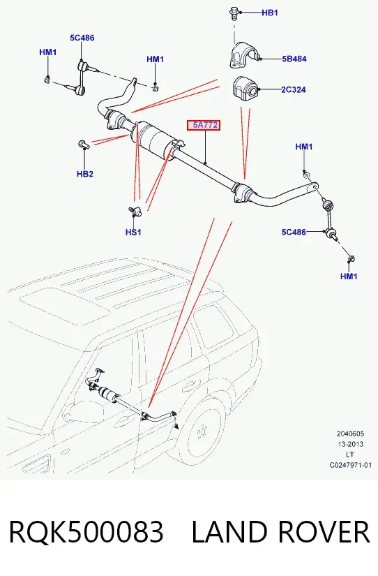 Estabilizador trasero RQK500083 Land Rover