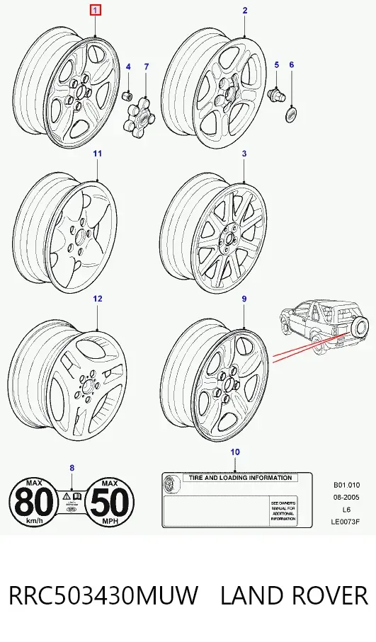 Llantas de acero (Estampado) RRC503430MUW Land Rover