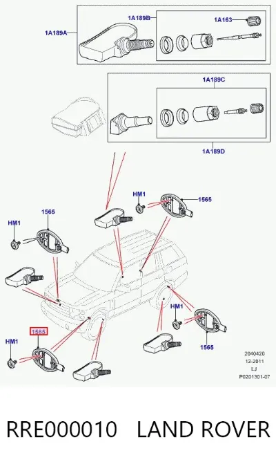 Sensor de presión de neumáticos LAND ROVER RRE000010