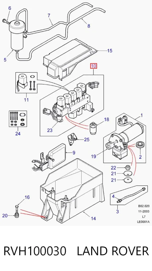 Módulo de suspensión neumática RVH100030 Land Rover