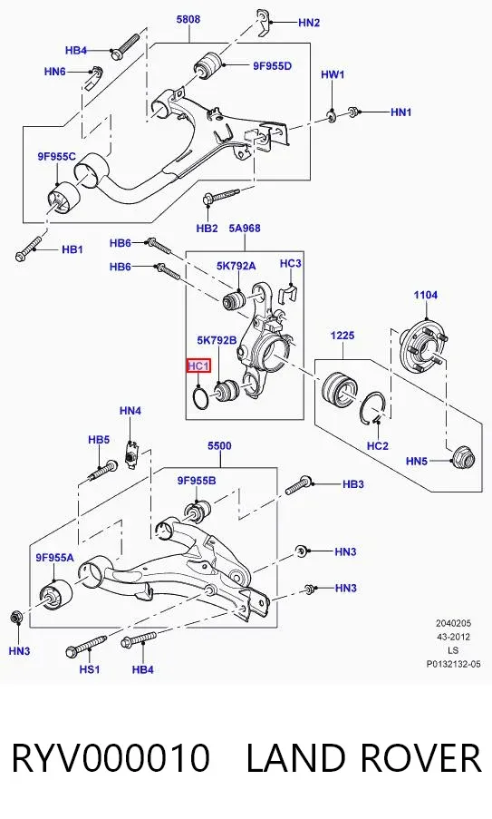 Anillo de retención del silentblock de la mangueta trasera RYV000010 Land Rover