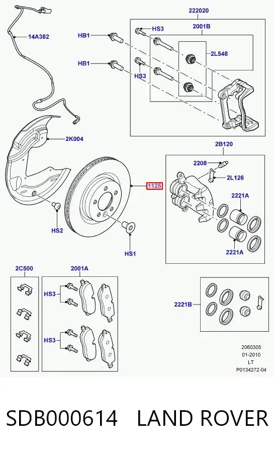 Disco de freno SDB000614 Land Rover
