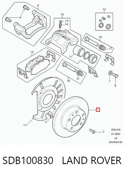 Disco de freno SDB100830 Land Rover
