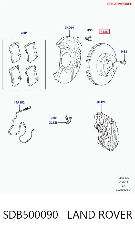 Disco de freno SDB500090 Land Rover