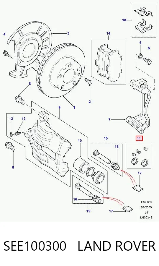 Kit de reparación de pinzas de freno SEE100300 Land Rover