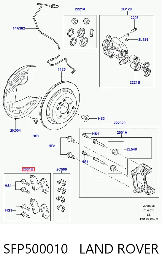 Pastillas de freno SFP500010 Land Rover