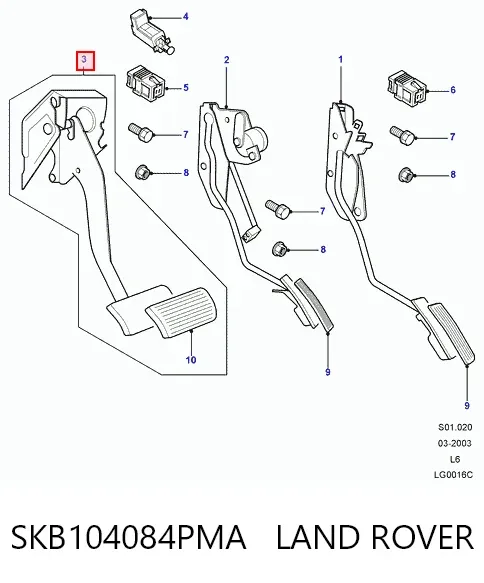 Pedal de freno SKB104084PMA Land Rover