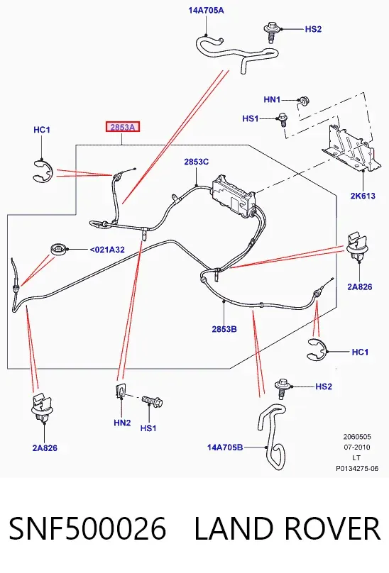 Accionamiento eléctrico del freno de mano SNF500026 Land Rover