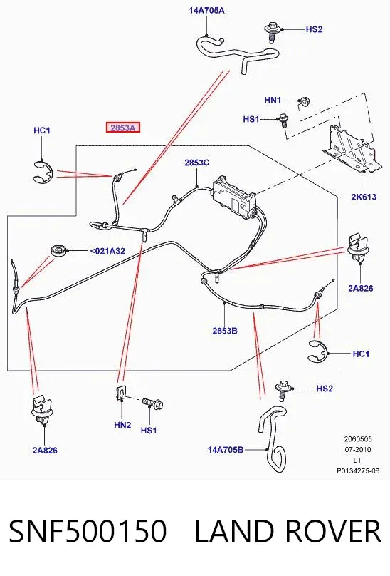 Accionamiento eléctrico del freno de mano SNF500150 Land Rover