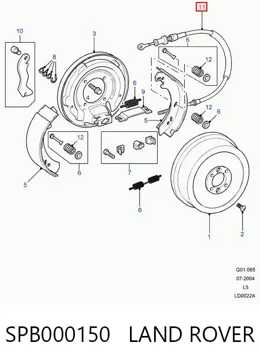 Cable de freno de mano trasero derecho/izquierdo SPB000150 Land Rover