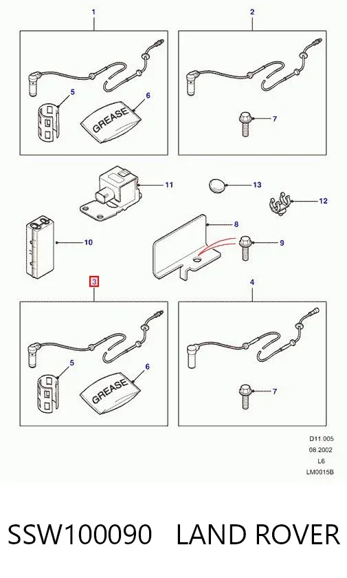 Sensor ABS trasero SSW100090 Land Rover