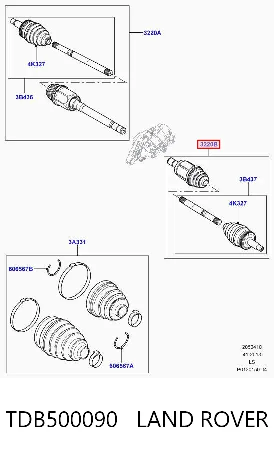 Semieje delantero izquierdo TDB500090 Land Rover