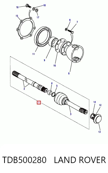 Semieje delantero derecho TDB500280 Land Rover