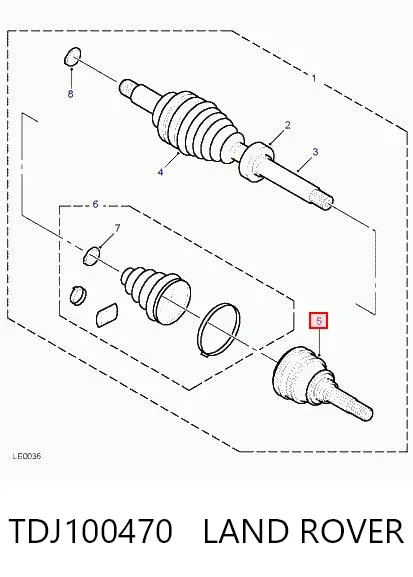 Junta homocinética exterior delantera o trasera TDJ100470 Land Rover