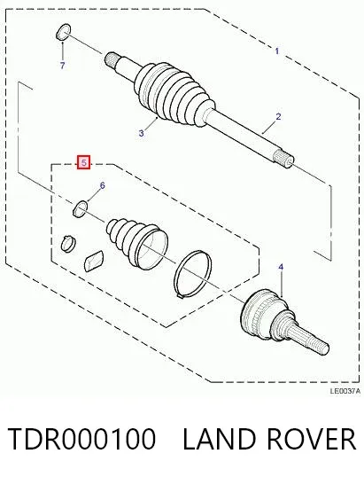 Fuelle exterior del eje de transmisión trasero TDR000100 Land Rover