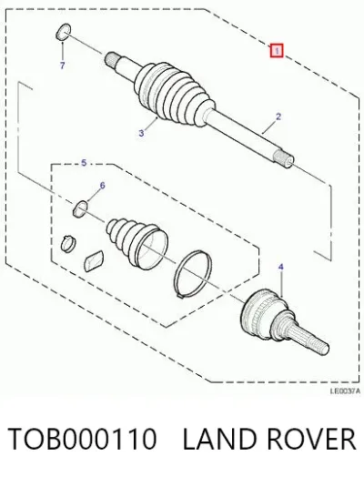 Semieje trasero LAND ROVER TOB000110