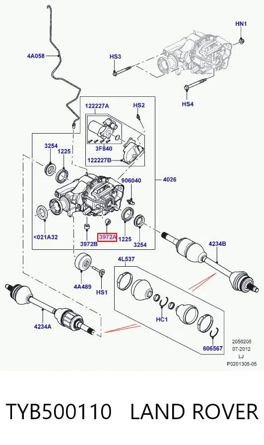 Tapón de llenado del eje trasero/delantero TYB500110 Land Rover