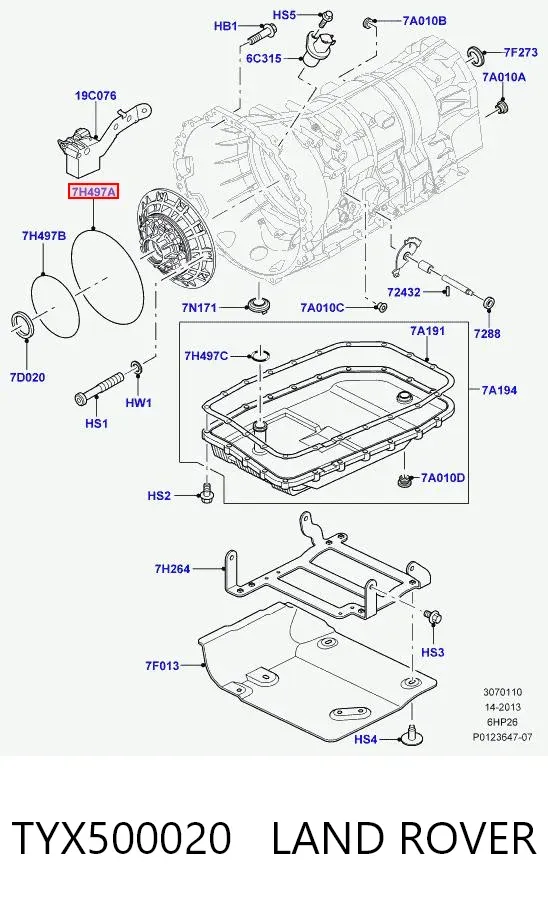Anillo de sellado de la bomba de aceite de la transmisión automática TYX500020 Land Rover