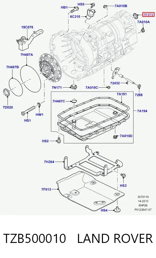 Retén del eje secundario de la transmisión TZB500010 Land Rover