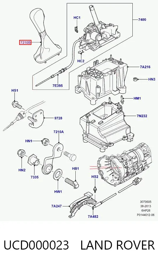 Pomo de palanca de cambios UCD000023 Land Rover