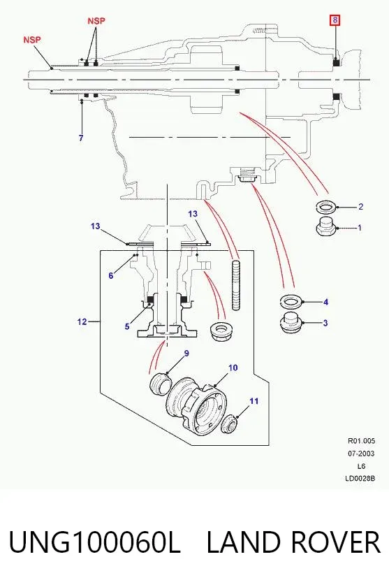 Retén del semieje delantero derecho UNG100060L Land Rover