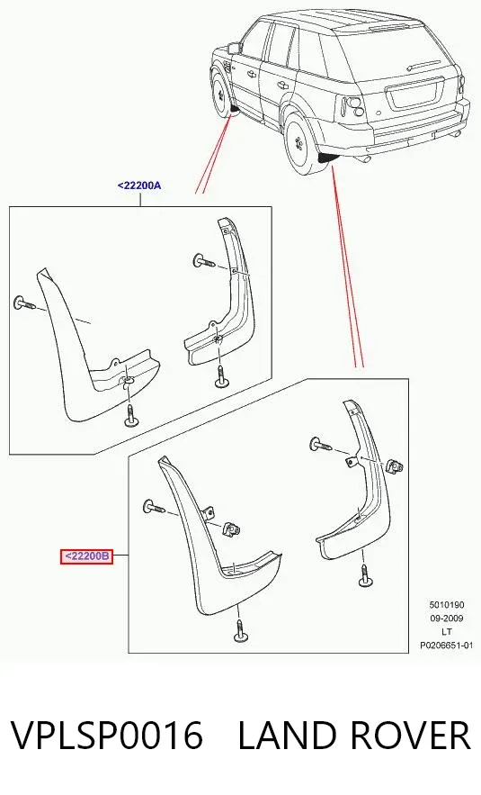 Faldillas guardabarros traseros VPLSP0016 Land Rover