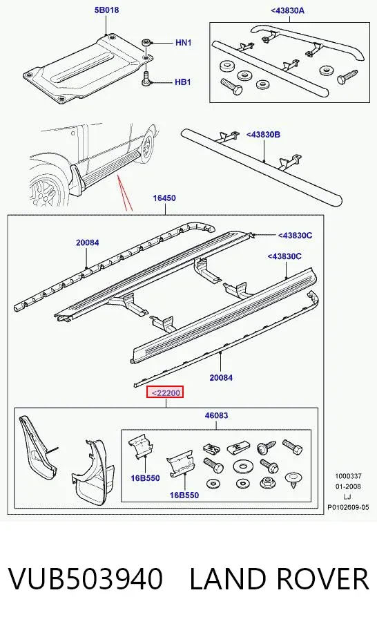 Guardabarros delanteros VUB503940 Land Rover