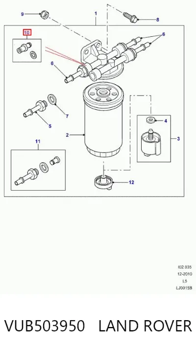 Válvula de retorno de combustible LAND ROVER VUB503950