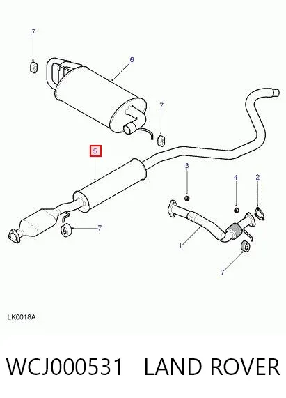Silenciador central WCJ000531 Land Rover