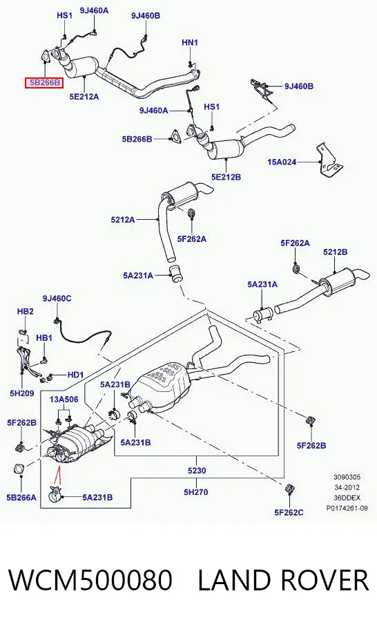Junta de escape WCM500080 Land Rover