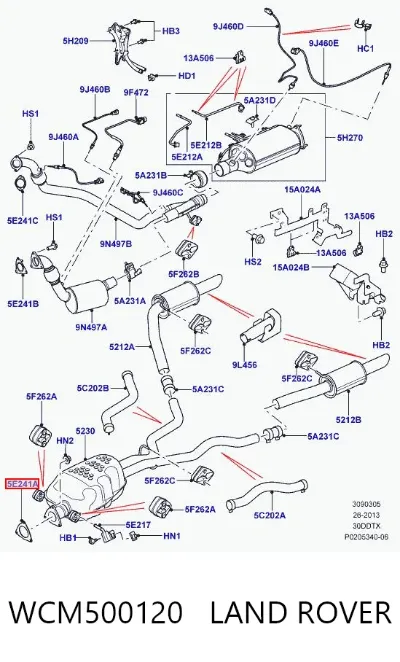Junta de montaje del silenciador LAND ROVER WCM500120