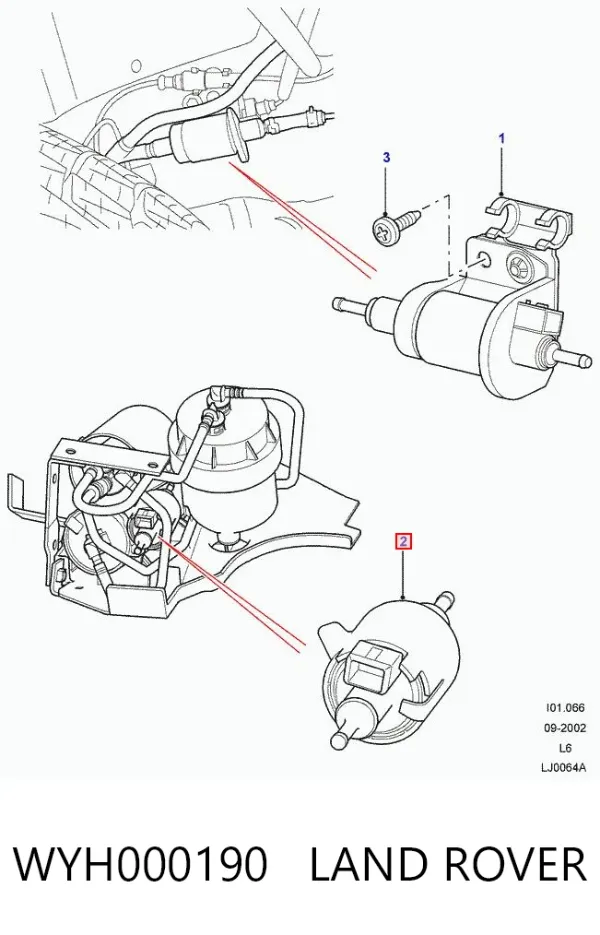 Bomba de combustible de calefacción auxiliar WYH000190 Land Rover
