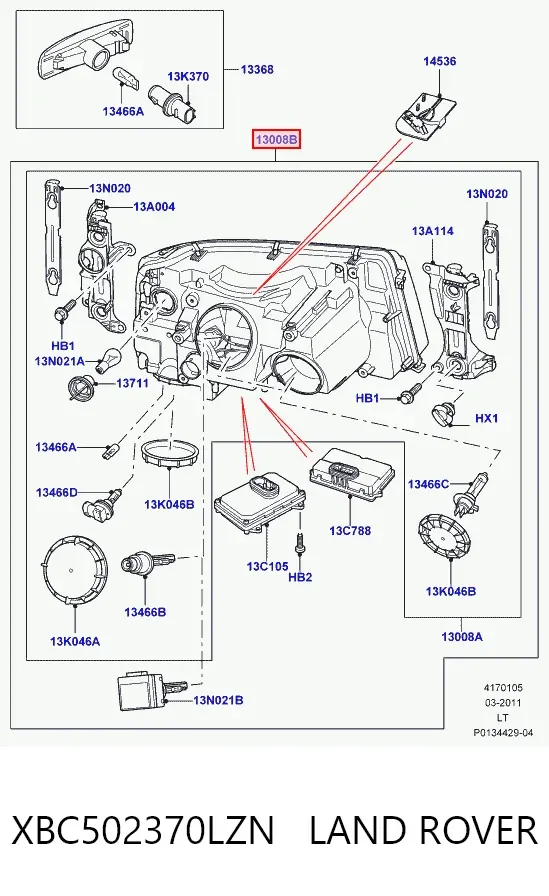 Faro izquierdo XBC502370LZN Land Rover