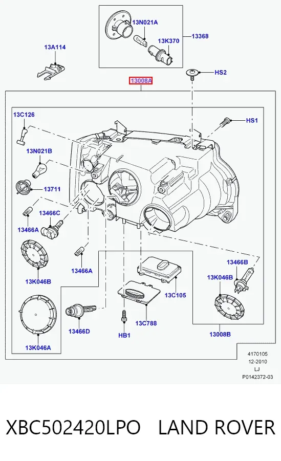 Faro derecho XBC502420LPO Land Rover