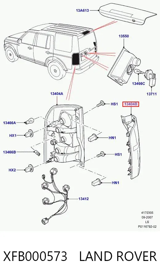 Piloto trasero izquierdo XFB000573 Land Rover