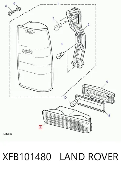 Luz trasera de parachoques derecha LAND ROVER XFB101480