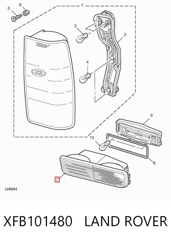 Luz trasera de parachoques derecha XFB101480 Land Rover